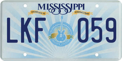 MS license plate LKF059