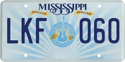 MS license plate LKF060