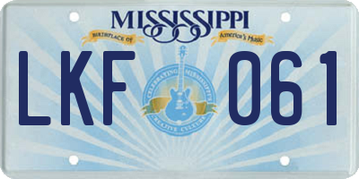 MS license plate LKF061