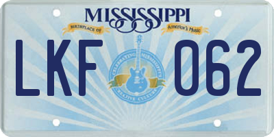 MS license plate LKF062