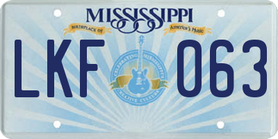 MS license plate LKF063