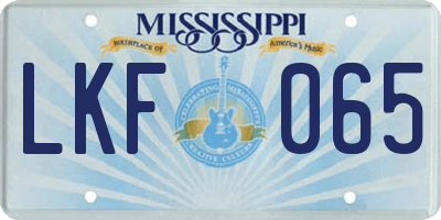 MS license plate LKF065
