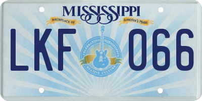 MS license plate LKF066