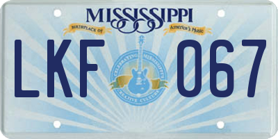 MS license plate LKF067