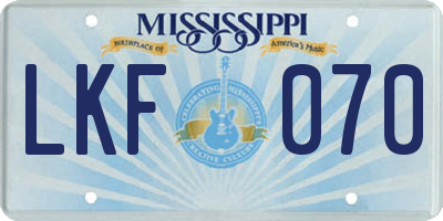 MS license plate LKF070