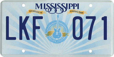 MS license plate LKF071