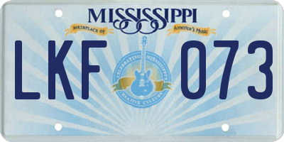 MS license plate LKF073