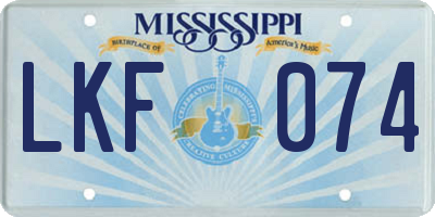 MS license plate LKF074