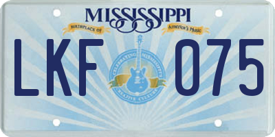 MS license plate LKF075