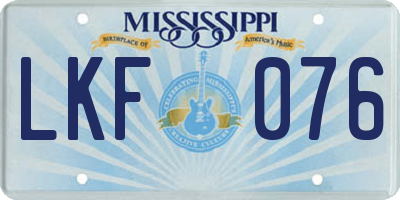 MS license plate LKF076