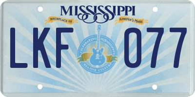 MS license plate LKF077