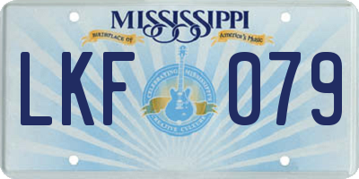 MS license plate LKF079