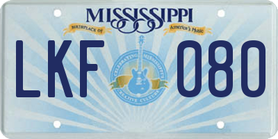 MS license plate LKF080