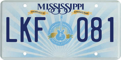 MS license plate LKF081
