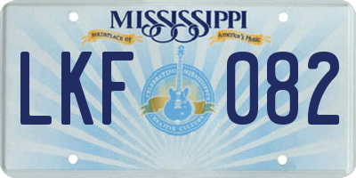 MS license plate LKF082