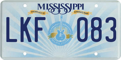 MS license plate LKF083