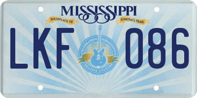 MS license plate LKF086