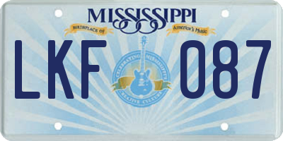 MS license plate LKF087