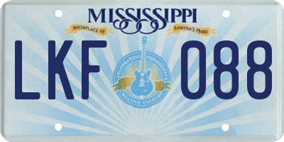 MS license plate LKF088