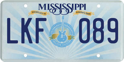 MS license plate LKF089
