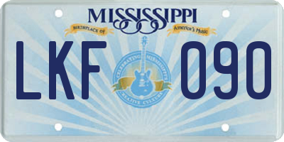 MS license plate LKF090