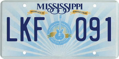 MS license plate LKF091