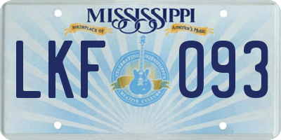 MS license plate LKF093