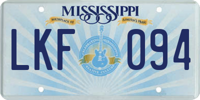 MS license plate LKF094