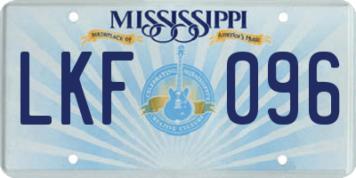 MS license plate LKF096