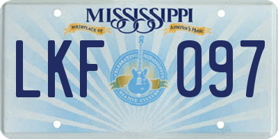 MS license plate LKF097
