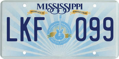 MS license plate LKF099