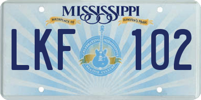 MS license plate LKF102
