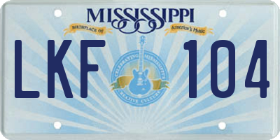 MS license plate LKF104