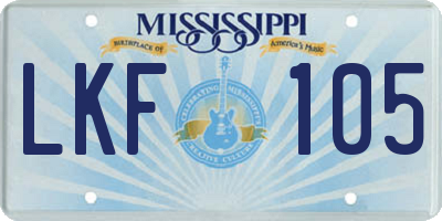 MS license plate LKF105