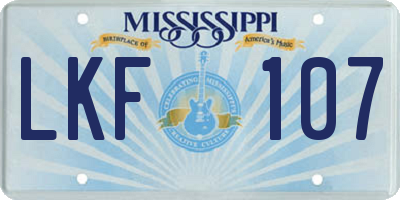 MS license plate LKF107
