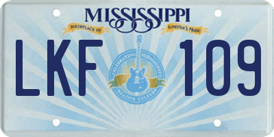 MS license plate LKF109