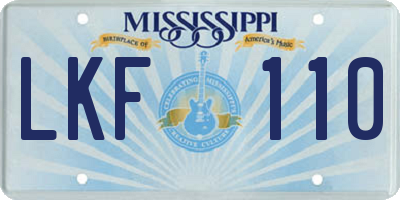 MS license plate LKF110
