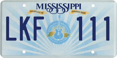 MS license plate LKF111