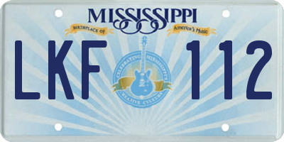 MS license plate LKF112