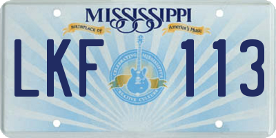 MS license plate LKF113