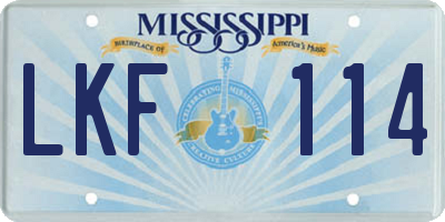MS license plate LKF114