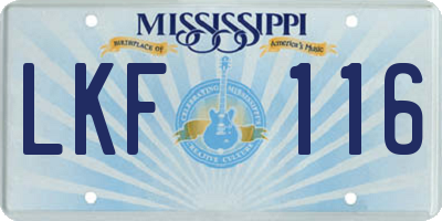 MS license plate LKF116
