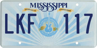 MS license plate LKF117