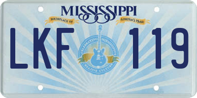 MS license plate LKF119