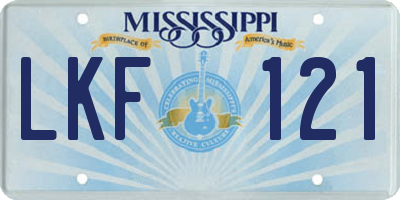 MS license plate LKF121