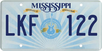 MS license plate LKF122