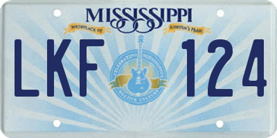 MS license plate LKF124