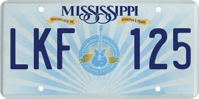 MS license plate LKF125