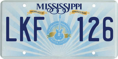 MS license plate LKF126