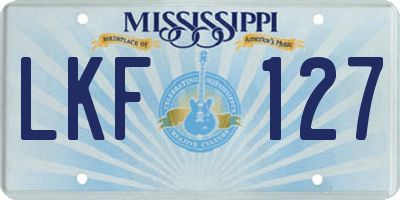 MS license plate LKF127
